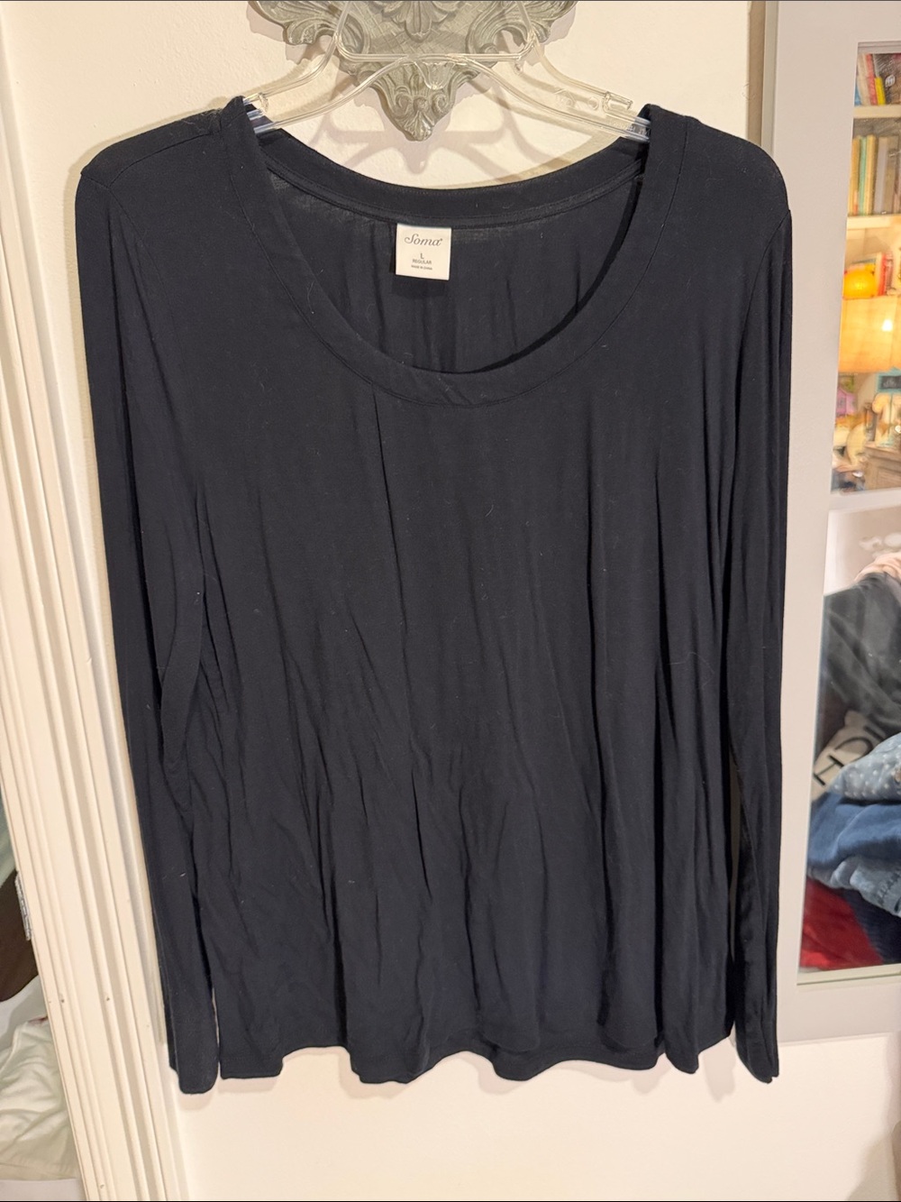 Soma Black Long-Sleeve Scoop Neck Top